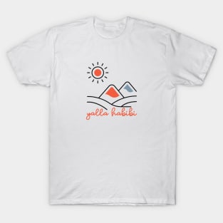 yalla habibi - mountain, sun landscape - orange & blue T-Shirt